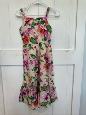 Janie and Jack Pink Floral Sundress with Green Leaves